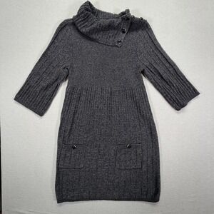Style & Co Women Sweater Dress Regular Charcoal Grey Button Cowl Neck XL